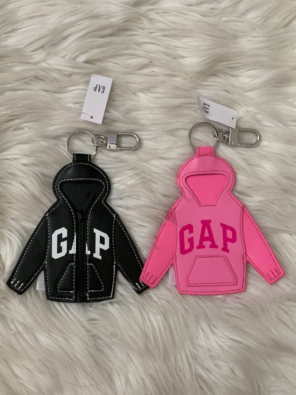 GAP Signature Hoodie Bag Key Ring Charm Set of 2 in Pink/Black